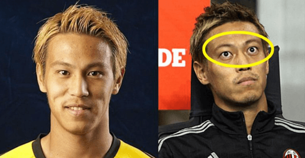 サッカーの本田圭佑選手の比較画像