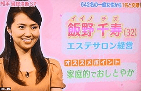 TV番組内で紹介された飯野千寿さんの画像